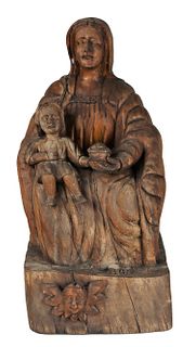 Antique Hand-Carved Madonna & Child