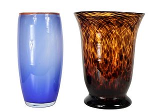 (2) Large Art Glass Vases