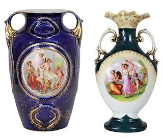 (2) Antique Austrian Double-Handled Vases