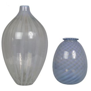 (2) Ovoid Shaped Art Glass Vases