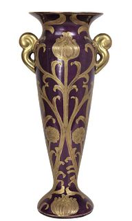 Double-Handled Ceramic Vase w. Gold Decoration