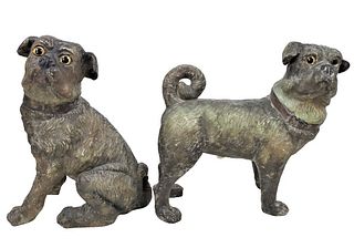 Pair of Stylized Pug Sculptures