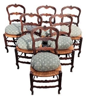 (6) Antique Carved Wood Dining Room Chairs