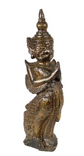 Architectural Gilt Wood Carving of a Goddess