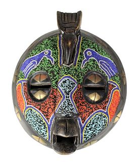 Carved and Beaded African Mask
