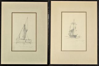 Pair of 1841 Signed Maritime Drawings