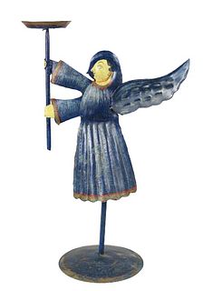 Spanish Colonial Tin Angel Candlestick