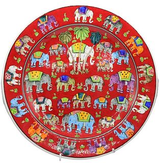 Decorative Hand-painted Elephant Plate