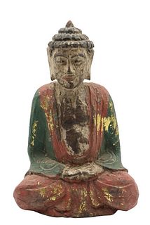 Carved Wooden Buddha Figure