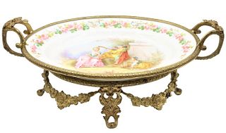 French Plate in Gilt Metal Stand