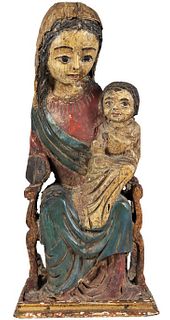 Antique European Carved Madonna & Child