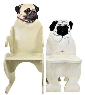 (2) Custom Made Children's Pug Chairs