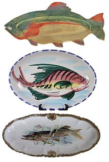 (3) Decorative Ceramic Fish Platters