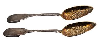 Pair of Russian Early "84" Mark Silver Spoons