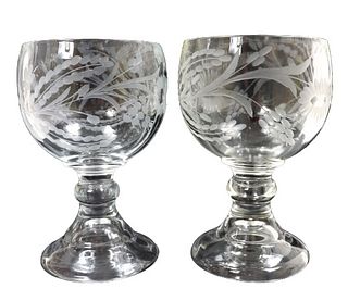 Pair of Frosted Glass Goblets