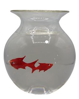 Signed Art Glass Fish Bowl