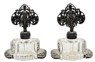 Pair of Czechoslovakian Glass Perfume Bottles
