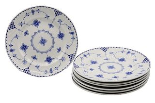 (7) Johnson Bros Blue and White Plates