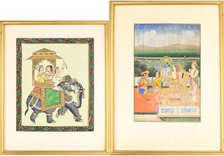 (2) Framed Indian Miniature Paintings
