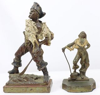 (2) Brass Pirate Figure Bookends