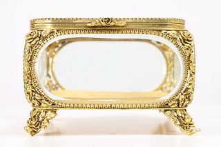 French Gilt & Glass Jewelry Box