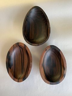 Vintage Set of 3  Rosewood Bowls