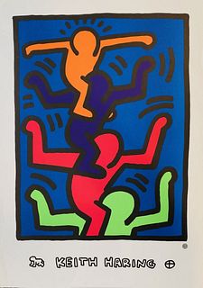 Stacked Figures, Offset Lithograph, Keith Haring