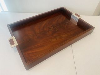 Tray in Mahogany wood & Silver Handles by Ralph Lauren