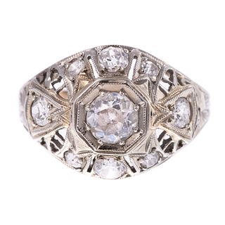 A 1.25 ctw Art Deco Filigree Diamond Ring in 14K