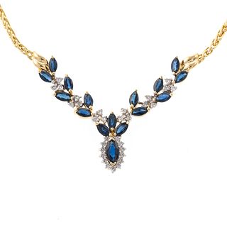 A Sapphire & Diamond Necklace in 14K