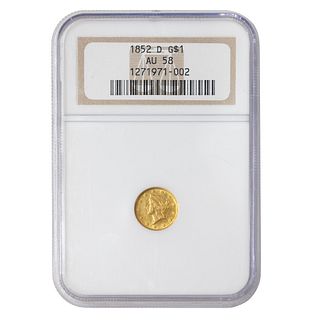 1852-D Gold Dollar NGC AU58. Rotated Reverse