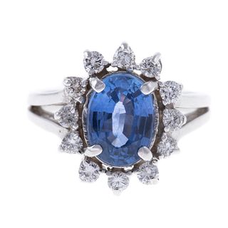 A 2.34 ct Ceylon Sapphire & Diamond Ring in 14K