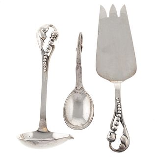 Three Danish Sterling Serving Pieces
