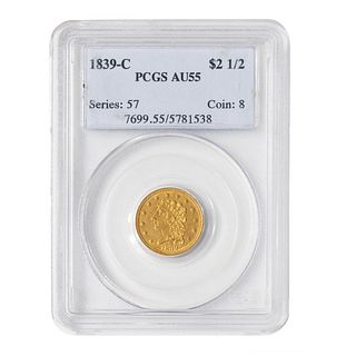 1839-C Classic Head Gold $2.5 PCGS AU55 HM-3