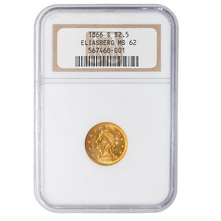 1866-S Liberty Gold $2.5 NGC MS62 Eliasberg