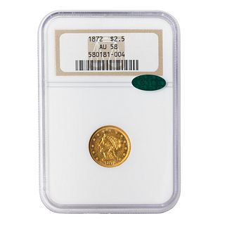 1872 Liberty Gold $2.5 NGC AU58 CAC