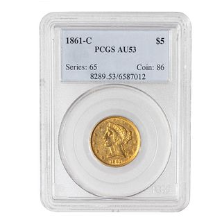1861-C Liberty Gold $5 PCGS AU53