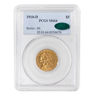 1910-D Indian Gold $5 PCGS MS64 CAC