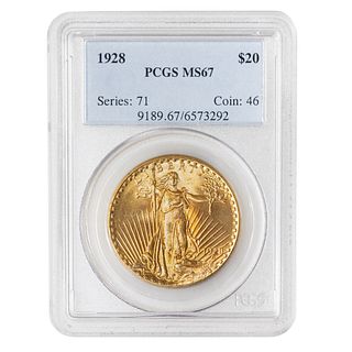 1928 St. Gaudens Gold $20 PCGS MS67