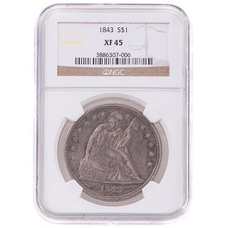 1843 Seated Dollar NGC XF45