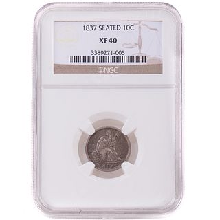 1837 Large Date Seated Dime NGC XF-40
