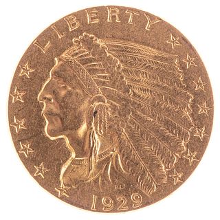 1929 $2.50 Gold Indian Quarter Eagle AU