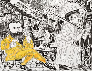 Red Grooms "Cafe Manet" Etching, Signed Edition