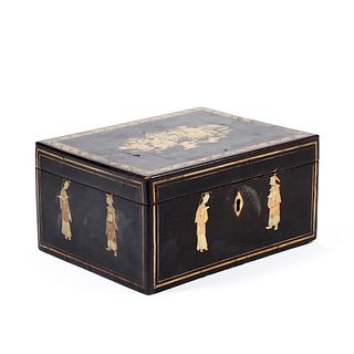 19th C. Chinese Export Lacquer Tea Caddy Box