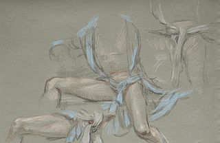 Paul Cadmus Figure Study Crayon on Paper