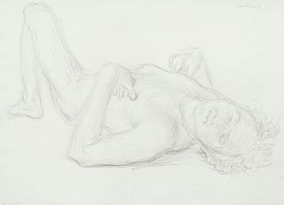 Paul Cadmus Supine Male Nude Graphite on Paper