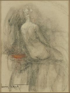 Louis Icart Seated Nude Woman Lithograph