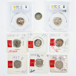 Grp: 9 5-Cent Nickels Coins