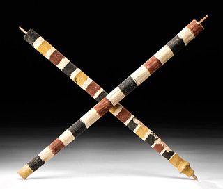 Egyptian Painted Gesso Crook & Flail Handles (pr)