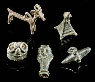 Lot of 5 Luristan Bronze and Stone Miniatures